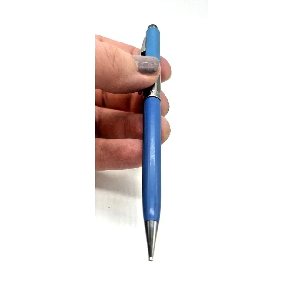 Scripto Mechanical Pencil Twist Bright Blue & Silver Vintage Retro Eraser End